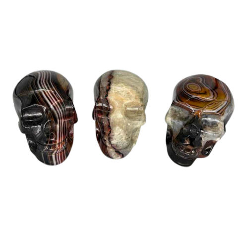 Carved Banded Agate Skull