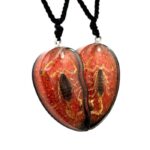 Real Golden Scorpion in Half Heart Acrylic Necklace