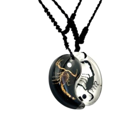 Real Scorpion in Yin-Yang Acrylic Necklace