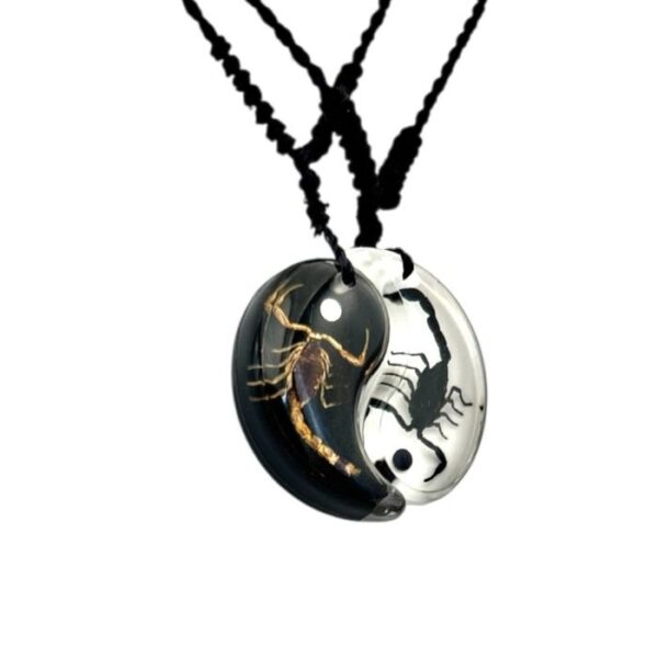 Real Scorpion in Yin-Yang Acrylic Necklace