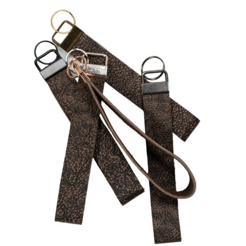 Real African Cape Buffalo Leather Keychain Strap 6"