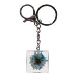 Real Daisy in Acrylic Cube Keychain – Blue