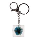 Real Daisy in Acrylic Cube Keychain – Blue