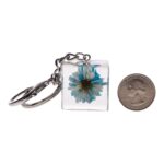 Real Daisy in Acrylic Cube Keychain – Blue