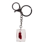 Real Red Rose in Acrylic Cube Keychain
