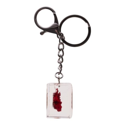 Real Red Rose in Acrylic Cube Keychain