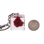 Real Red Rose in Acrylic Cube Keychain