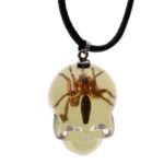 Real Spider in Acrylic Skull Necklace – Glow