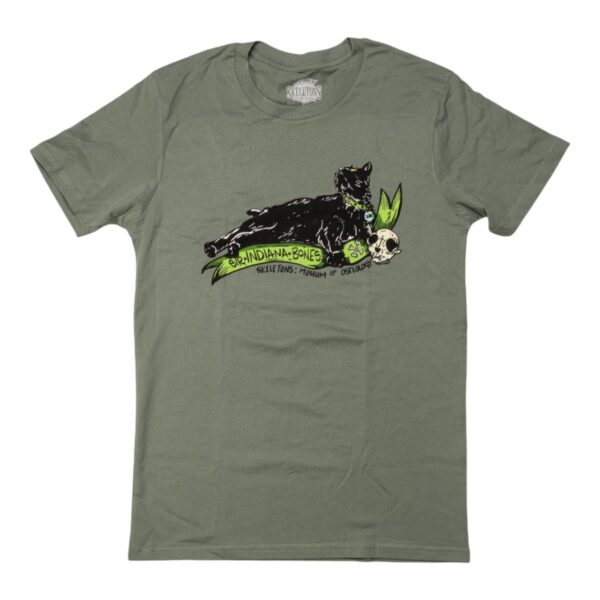 Sir Indiana Bones with Cat Skull T-Shirt – Sage Green