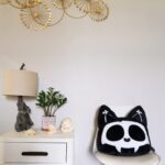 Skelekitty Throw Pillow