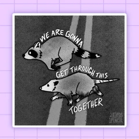 Motivational Possum and Raccoon Vinyl Sticker
