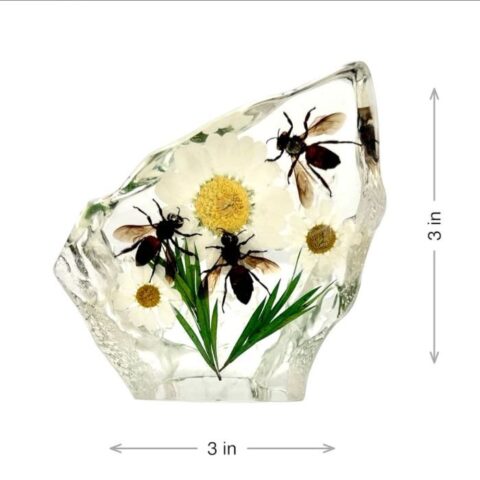 Real Honeybee with flowers Asymmetrical Paperweight